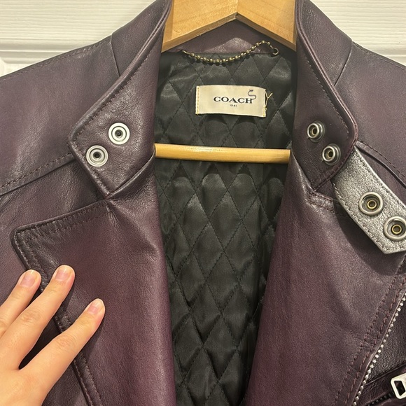 Silver and purple Coach glam rock leather jacket 🎸 - Picture 5 of 11